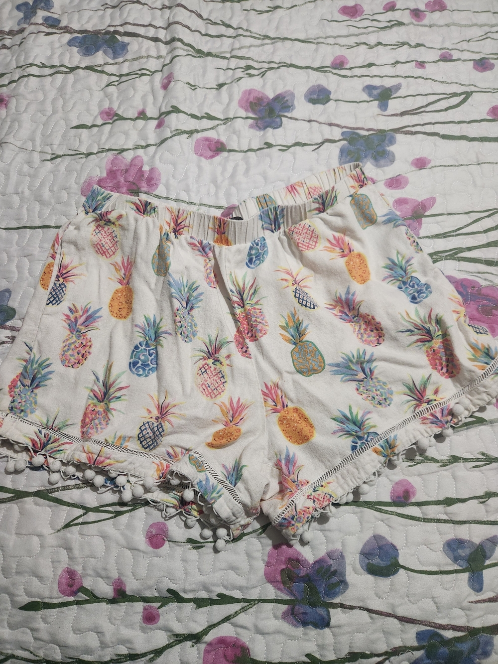 For Cynthia White Tropical Pineapple Print Short